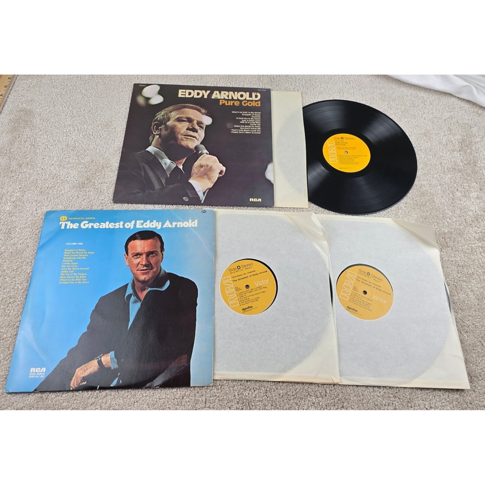 Eddy Arnold Vinyl Record Lot Pure Gold & The Greatest of Eddy Arnold 3 LP Set